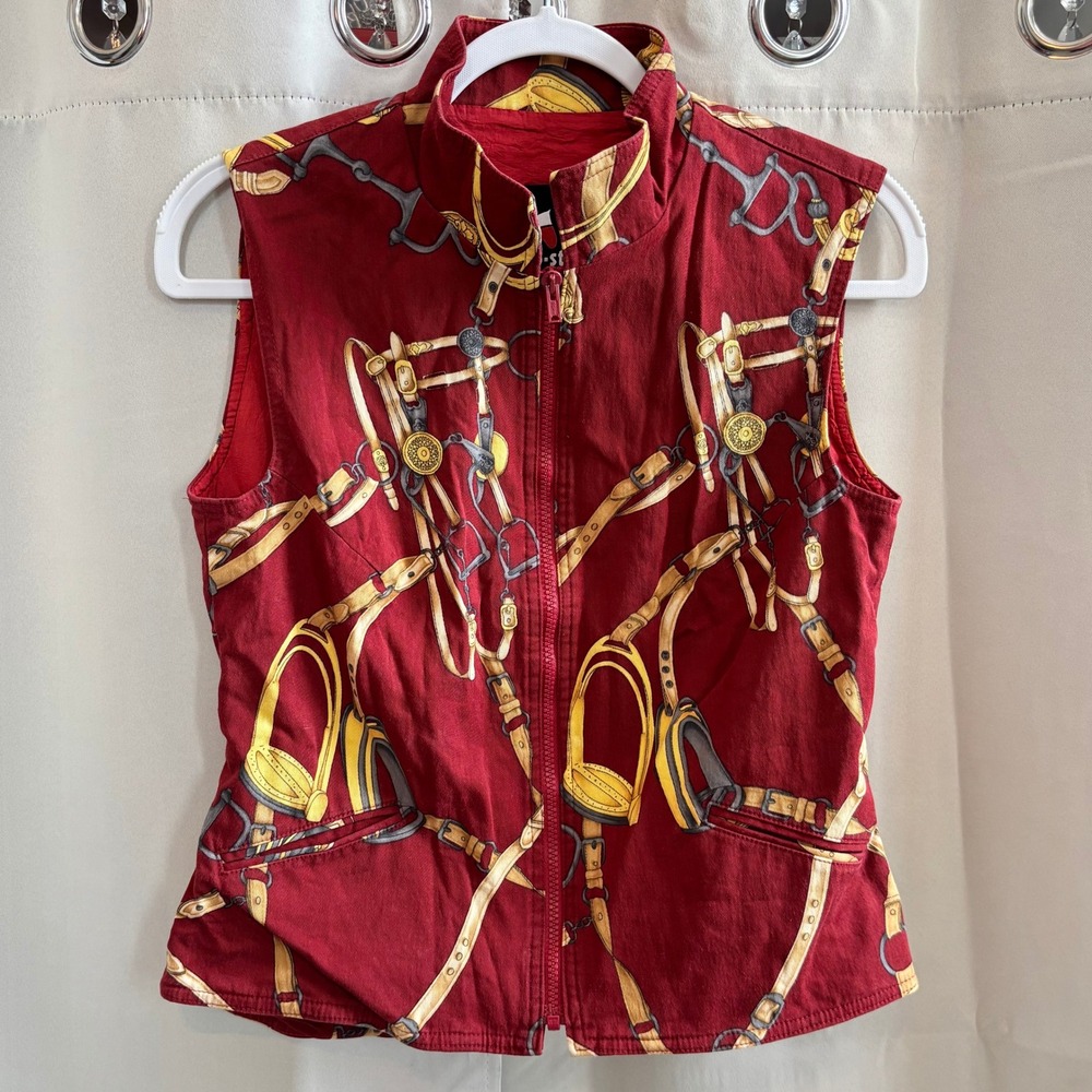 Euro‎ Star Odessa Riding Jacket Vest Equestrian Horse Medium Red Full Zip 19786